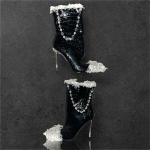 Forever 21 Black and White Heeled Boots
